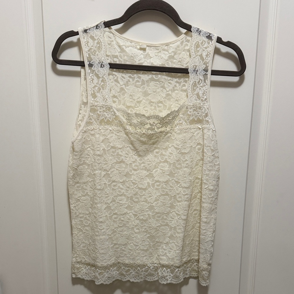 Madison Intimates Lace Overlay Cream Camisole